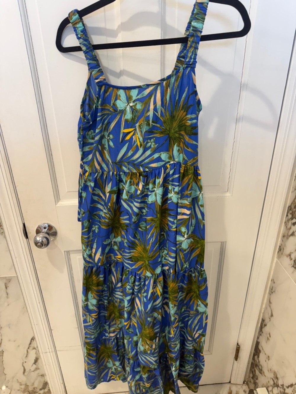 Blue Tropical Print Sundress